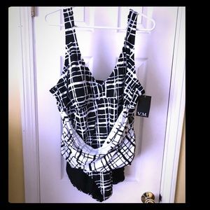 NWT black & white swimsuit